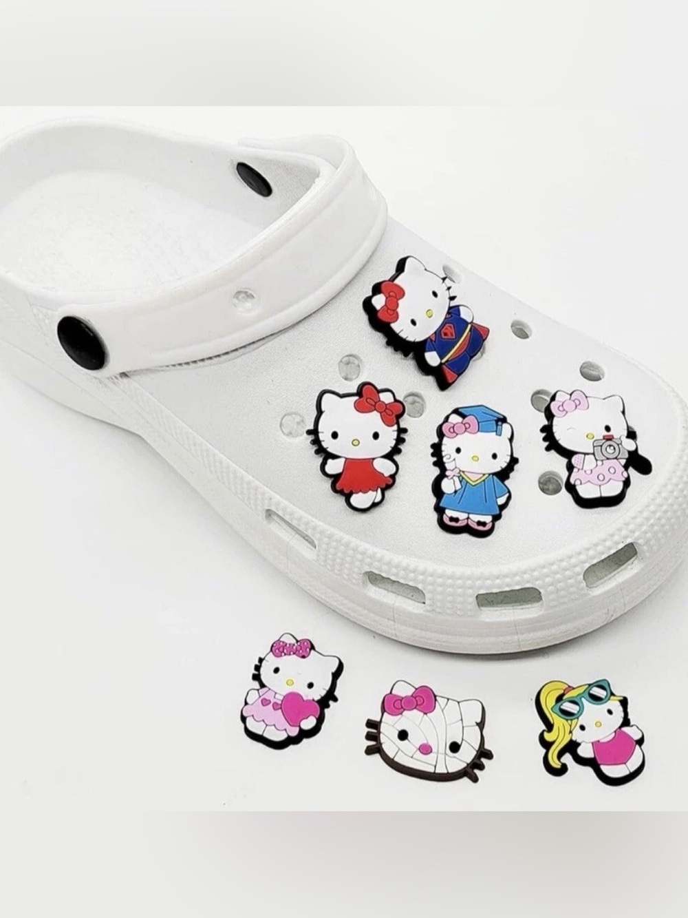 Hello Kitty Shoe Charms 7 Piece Fits Croc Jibbitz Sanrio NEW Summer Beach Y2K